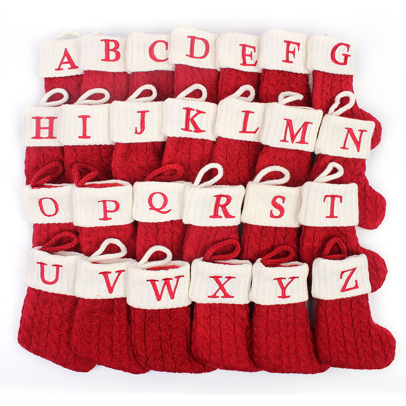 Christmas Stocking Hanging - Calcetines navideños de punto con letras