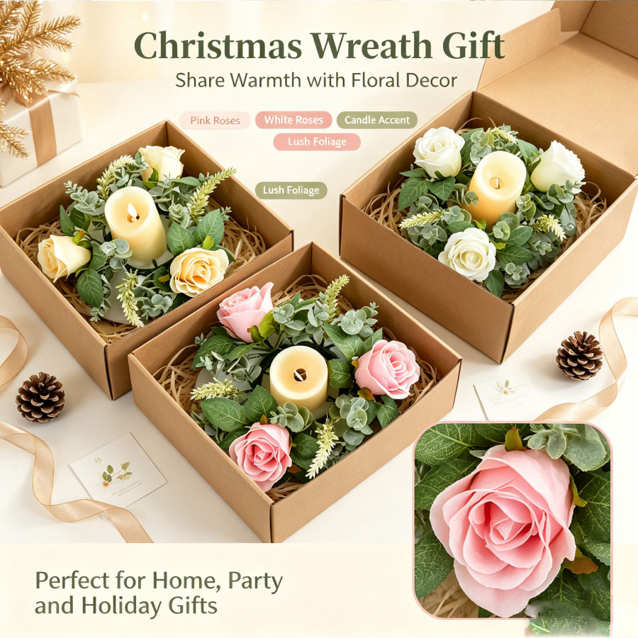 Christmas Wreath Fake - Candelabro con forma de corona de